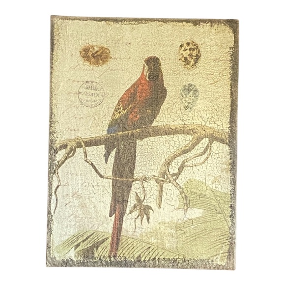 Bird print on burlap. Retro - Picture 4 of 15